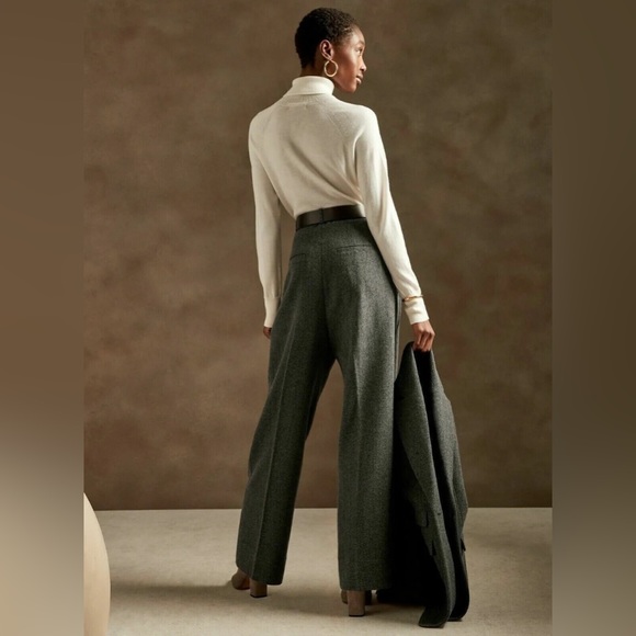 Banana Republic High-Rise Wide-Leg Italian Herringbone Pants - Picture 2 of 7